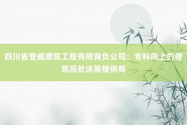 四川省登威建筑工程有限背负公司：专科向上的建筑惩处决策提供商